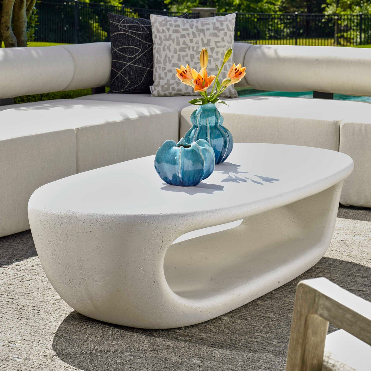 White Concrete Indoor/Outdoor Coffee Table by Uttermost Leyton, alternate view 8
