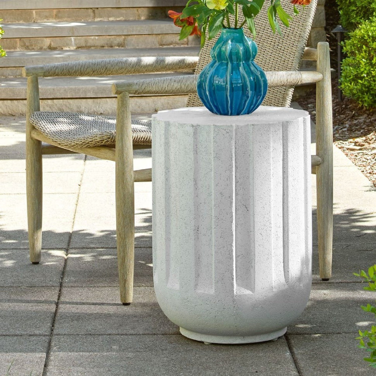 Modern European furniture - White Glass Indoor/Outdoor Accent Table - www.oroa.com