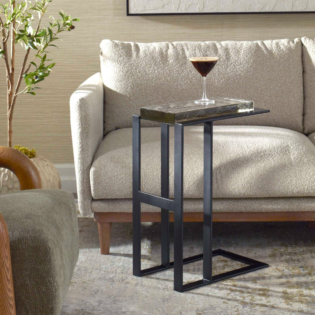 Cast Glass Pull-Up Accent Table by Uttermost Soma, alternate view 2