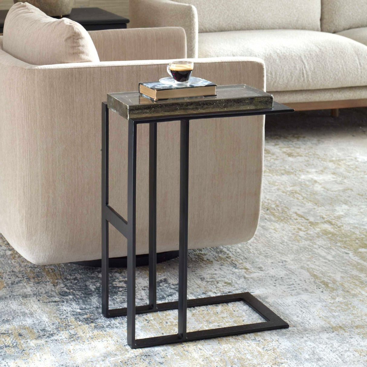 Cast Glass Pull-Up Accent Table by Uttermost Soma, alternate view 7