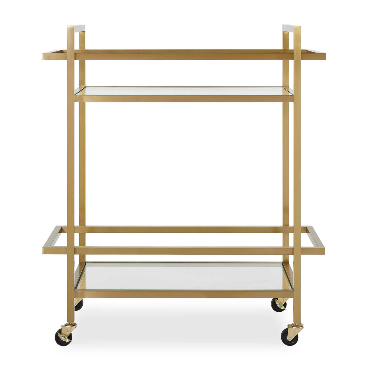 Modern European furniture - Brass Framed Glass Bar Cart - www.oroa.com