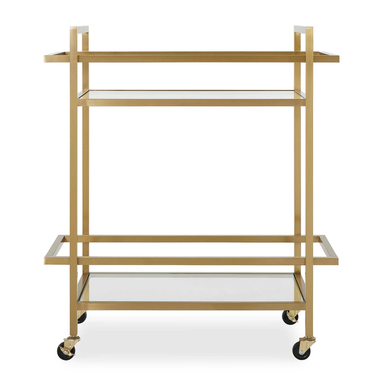 Modern European furniture - Brass Framed Glass Bar Cart - www.oroa.com
