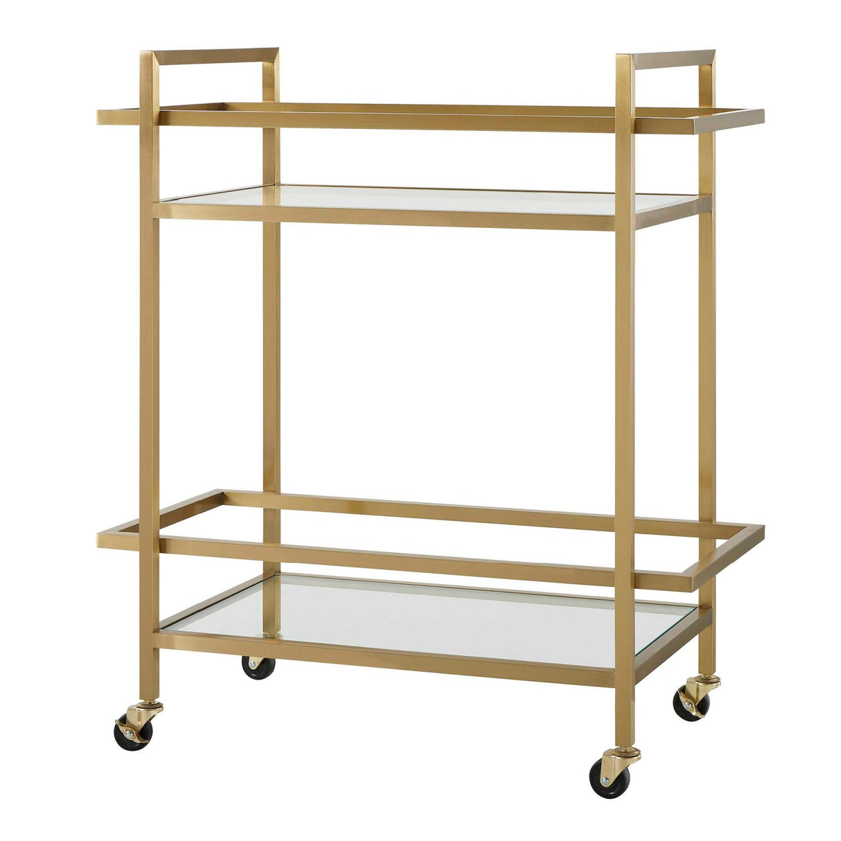 Modern European furniture - Brass Framed Glass Bar Cart - www.oroa.com