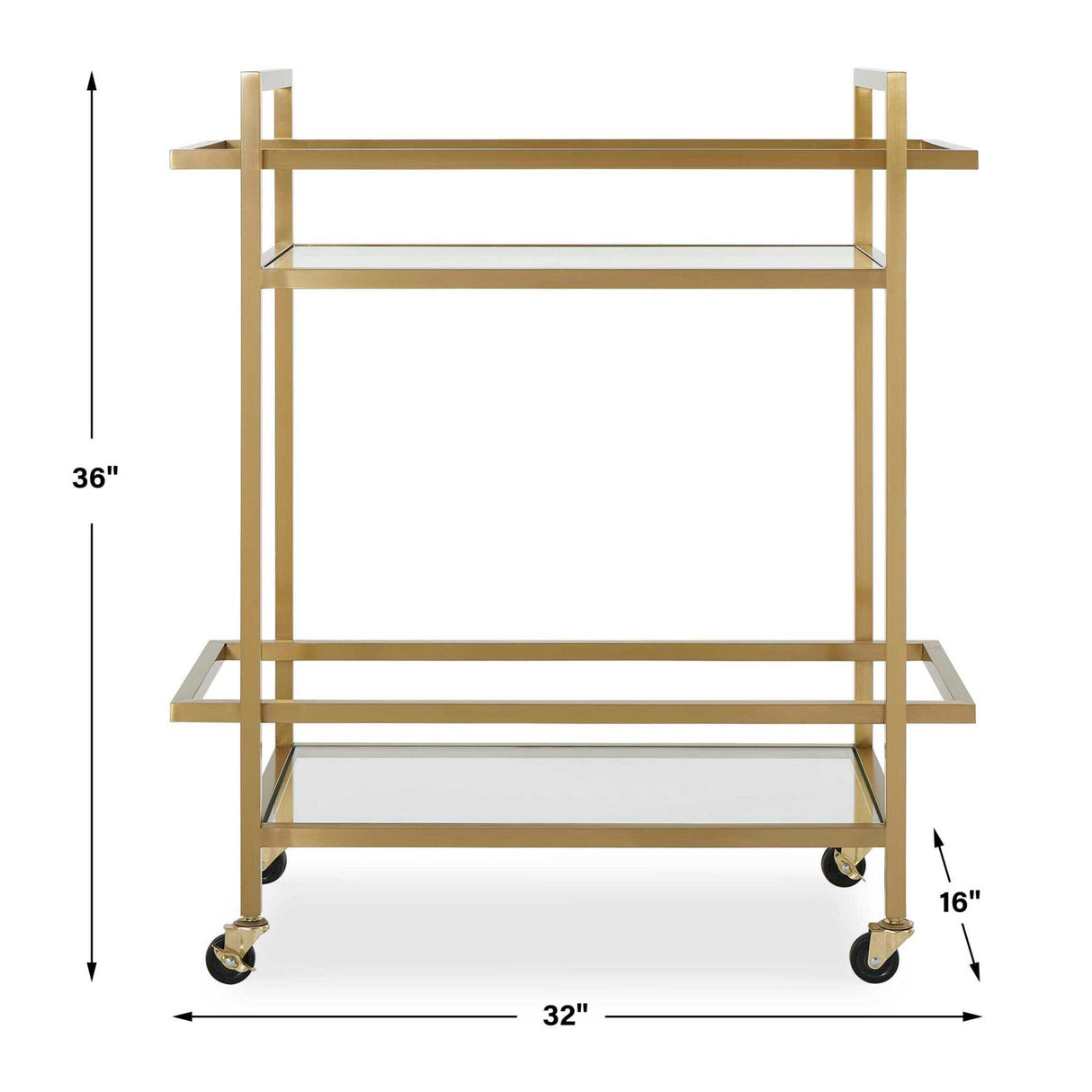 Modern European furniture - Brass Framed Glass Bar Cart - www.oroa.com