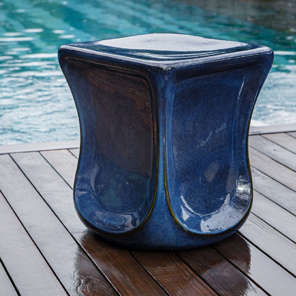 Blue Eartheware Indoor/Outdoor Garden Stool by Uttermost Kaz, alternate view 6