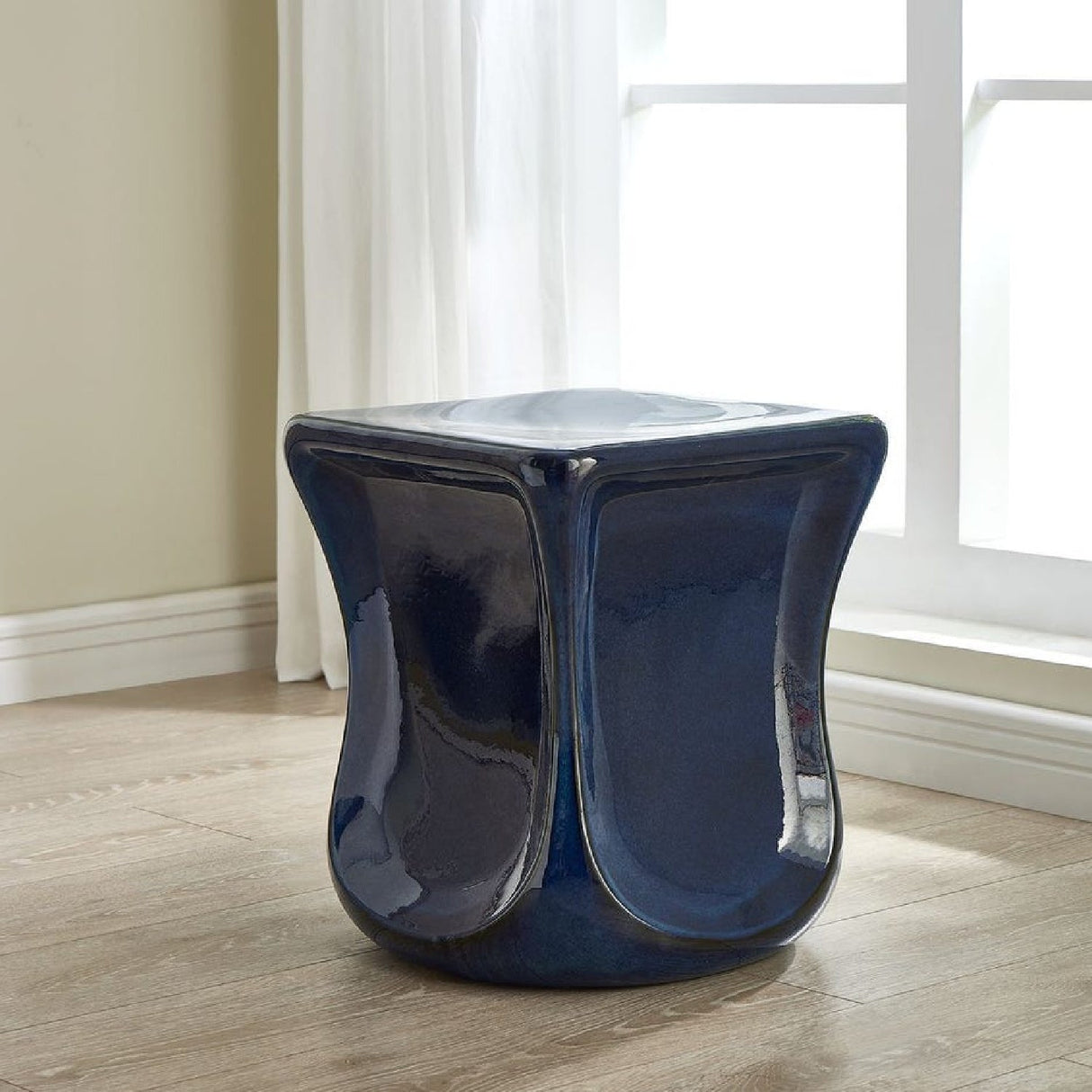 Blue Eartheware Indoor/Outdoor Garden Stool by Uttermost Kaz, alternate view 2