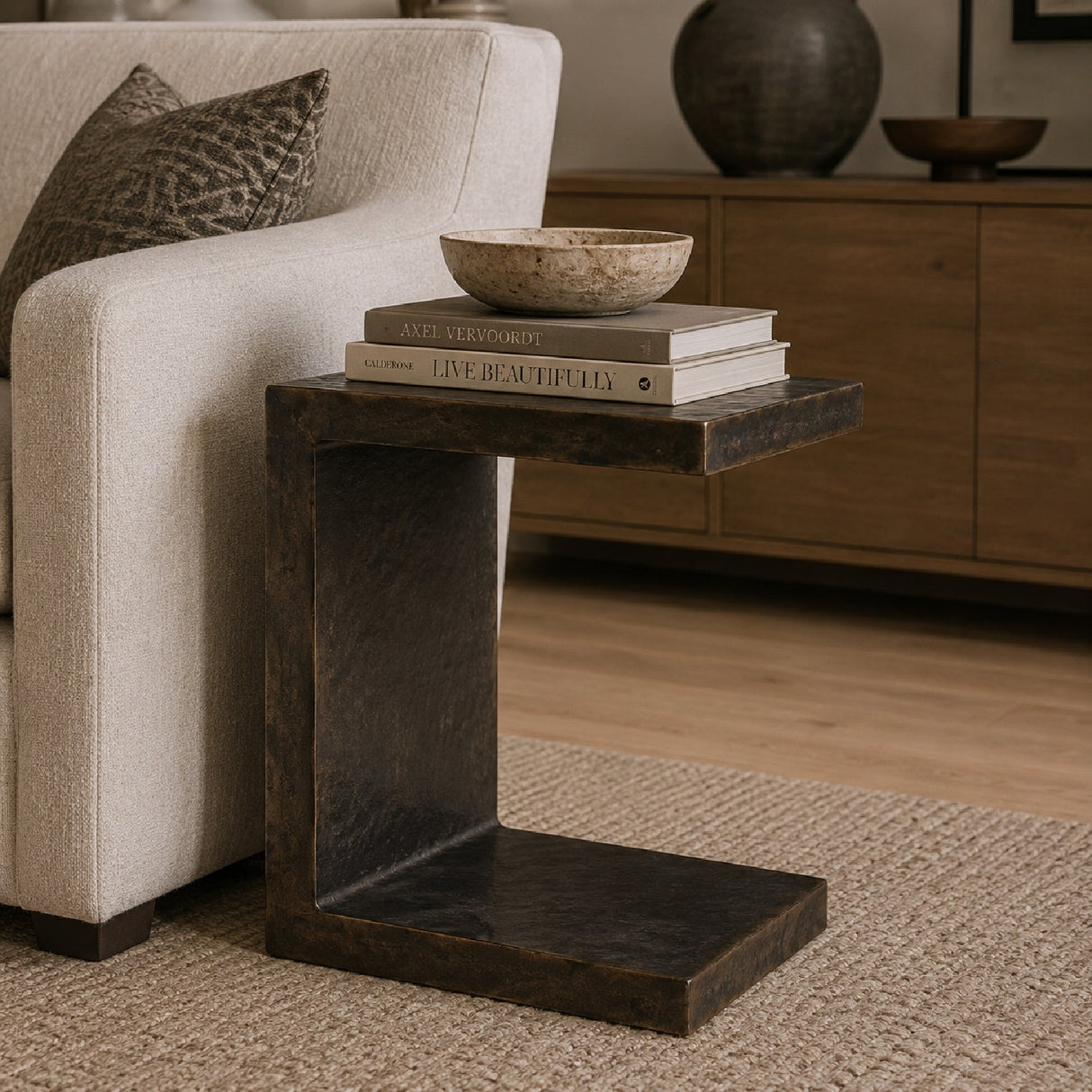 Modern European furniture - Golden Bronze Indoor/Outdoor Side Table - www.oroa.com