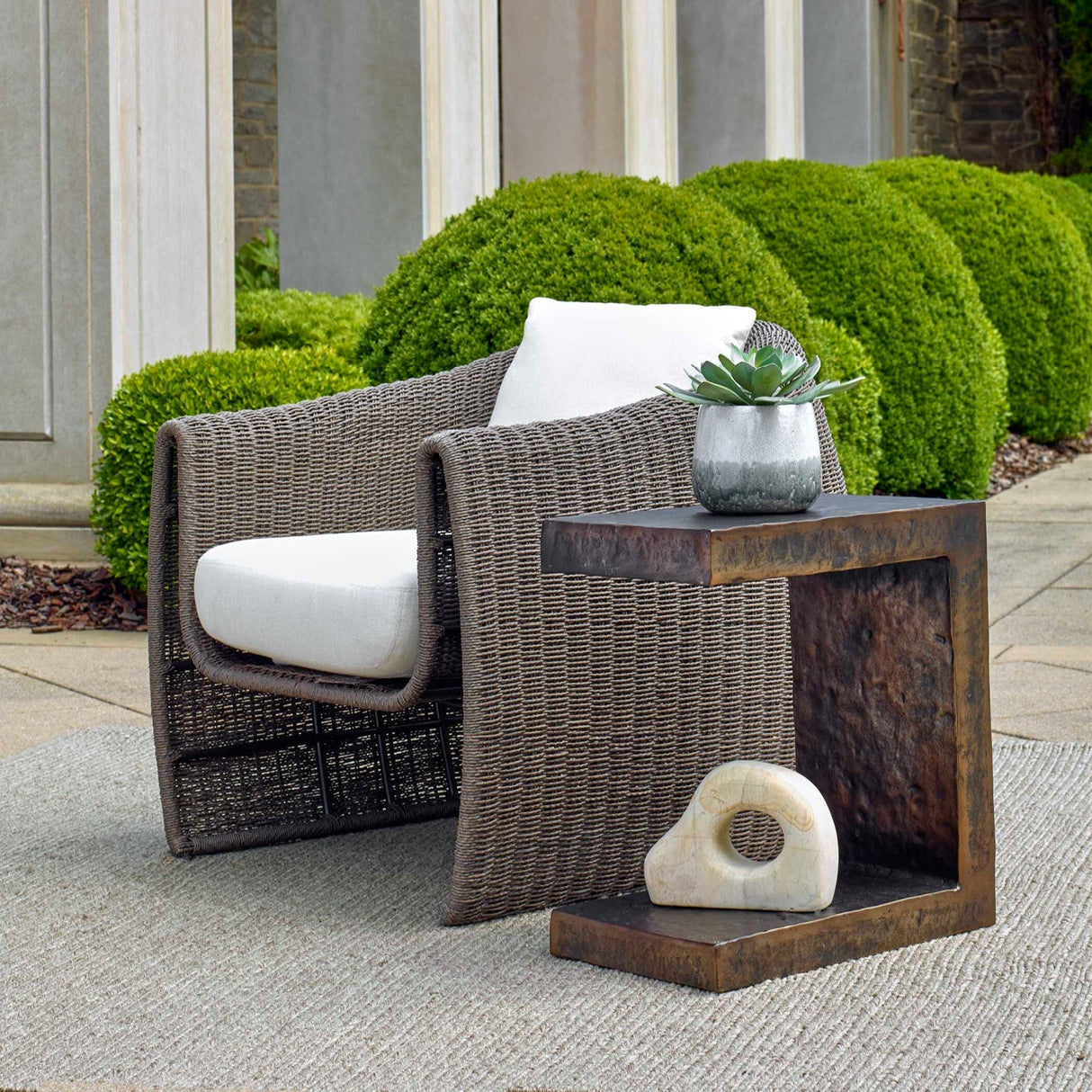 Modern European furniture - Golden Bronze Indoor/Outdoor Side Table - www.oroa.com