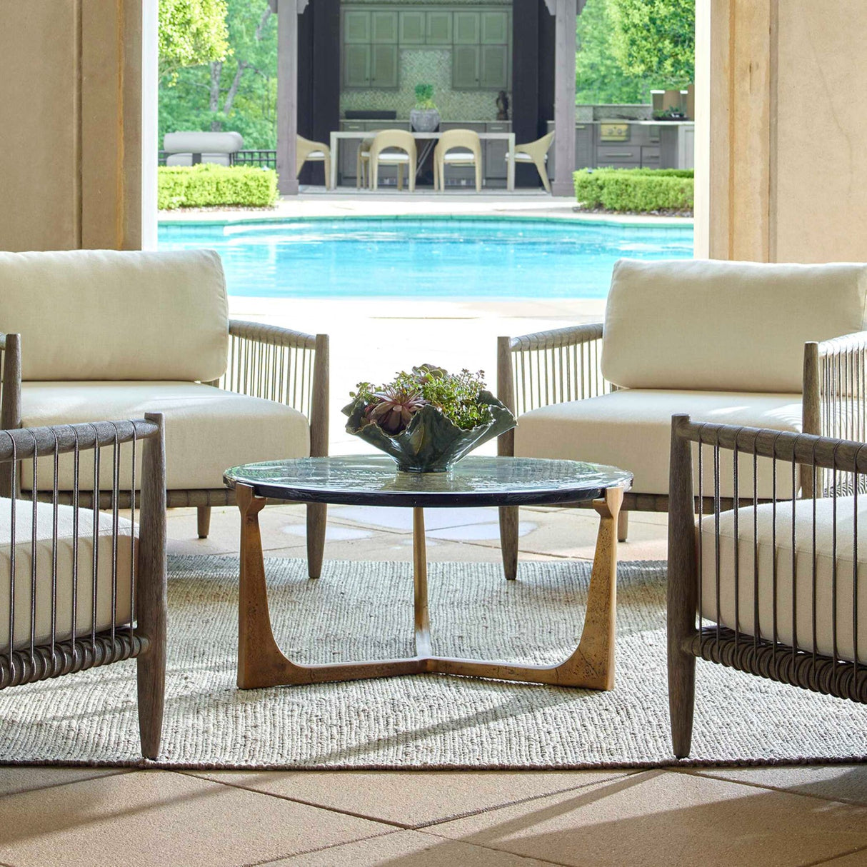 Modern European furniture - Round Cast Glass Indoor/Outdoor Coffee Table - www.oroa.com