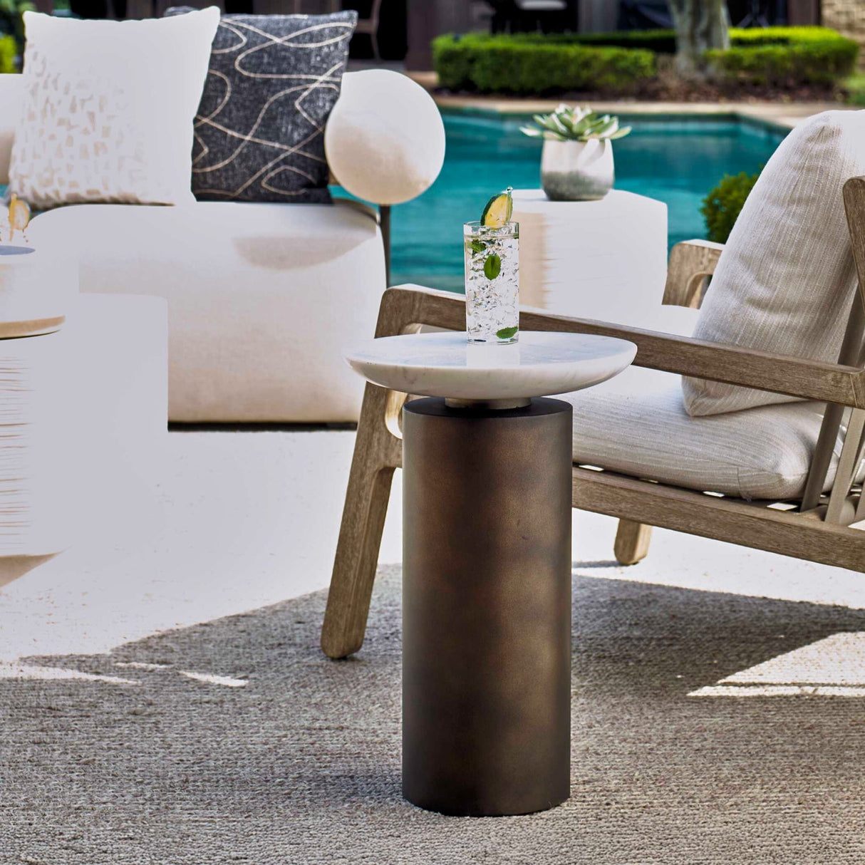 Cylindrical Bronze Indoor/Outdoor Accent Table by Uttermost Oslo, alternate view 2
