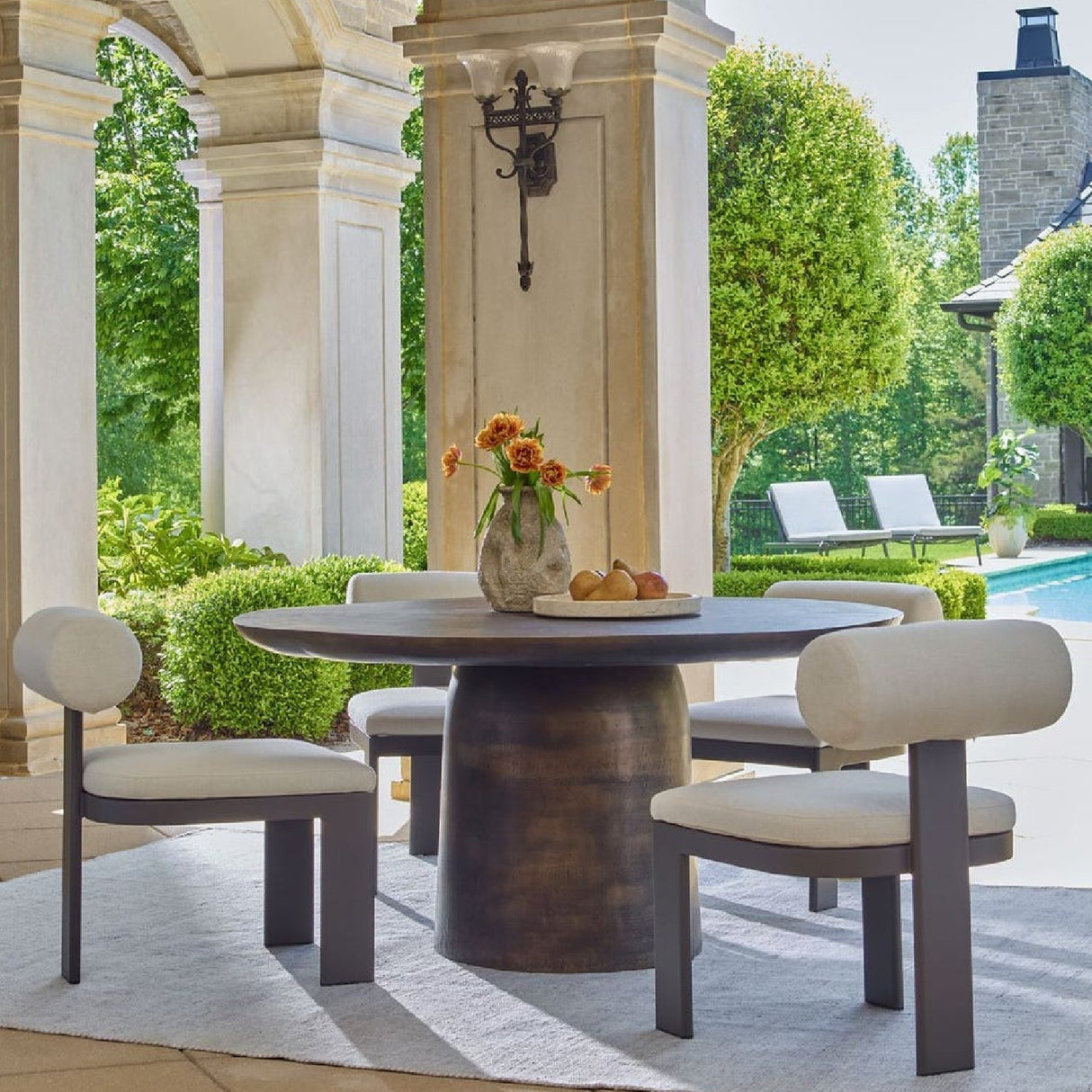 Modern European furniture - Cast Aluminum Indoor/Outdoor Dining Table - www.oroa.com