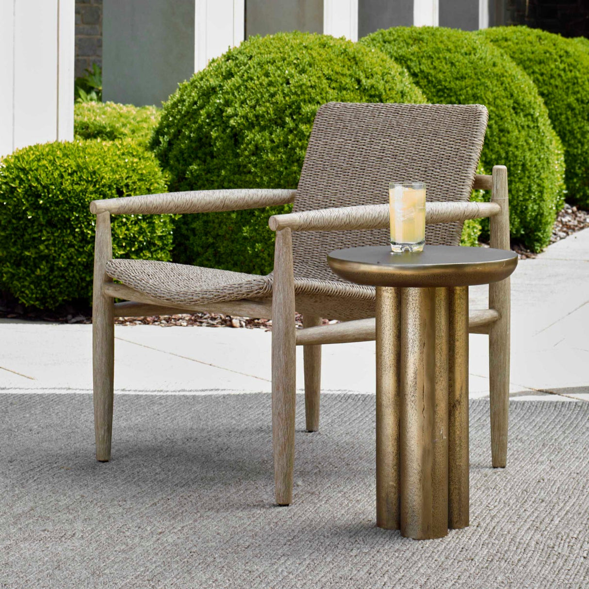 Modern European furniture - Antique Brass Indoor/Outdoor Accent Table - www.oroa.com