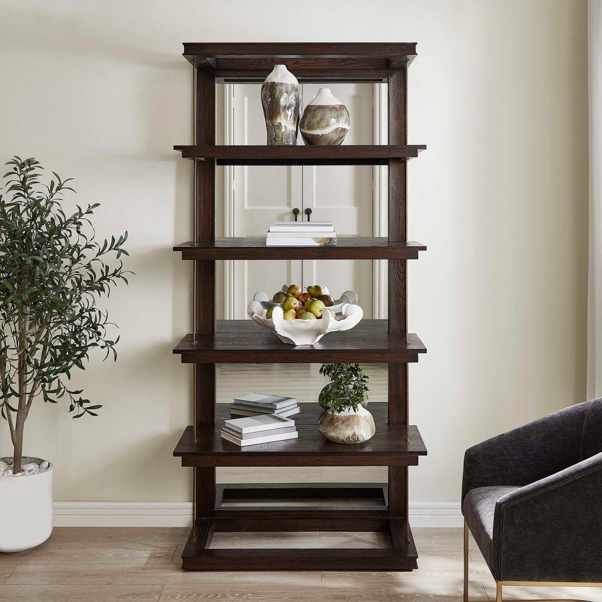 Modern European furniture - Dark Oak Bookshelf - www.oroa.com