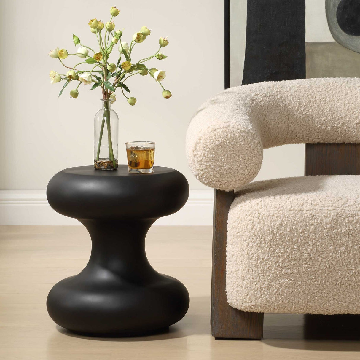 Modern European furniture - Black Hourglass Indoor/Outdoor Accent Tablee - www.oroa.com