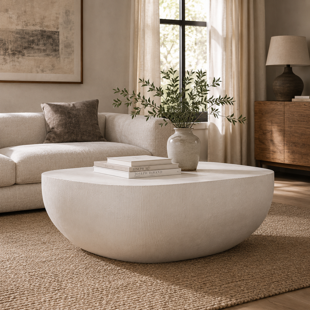 Limestone Finish Indoor/Outdoor Coffee Table by Uttermost Alma, alternate view 2