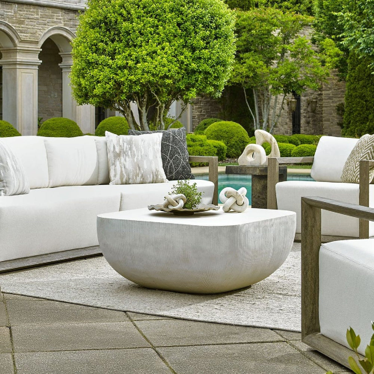 Limestone Finish Indoor/Outdoor Coffee Table by Uttermost Alma, alternate view 5