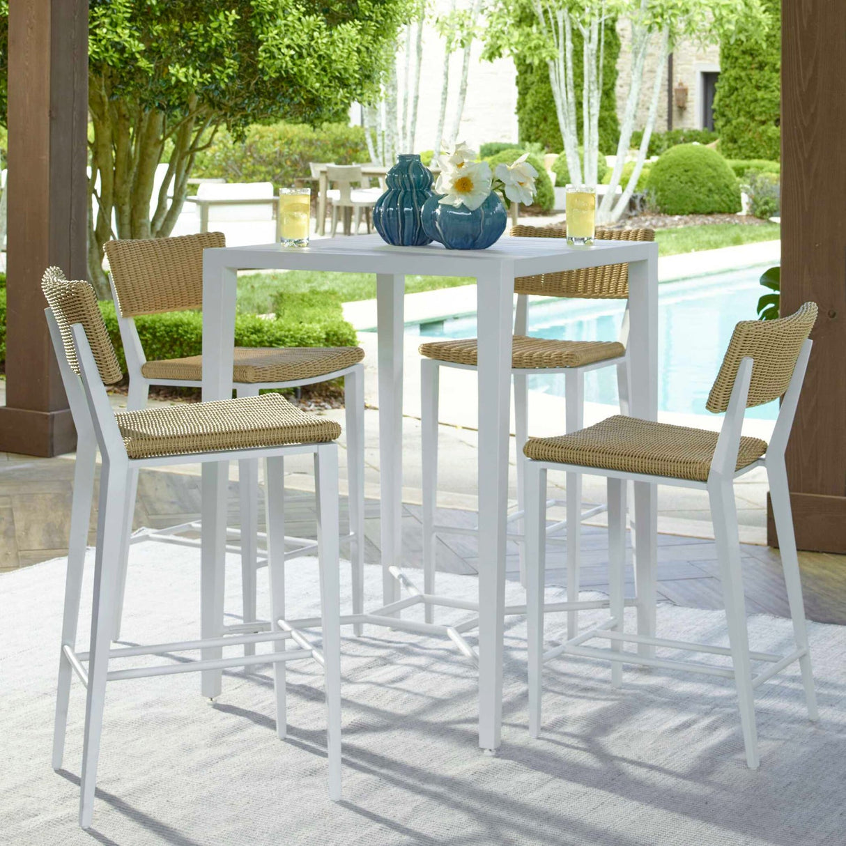 Modern European furniture - White Aluminum Indoor/Outdoor Bar Table - www.oroa.com