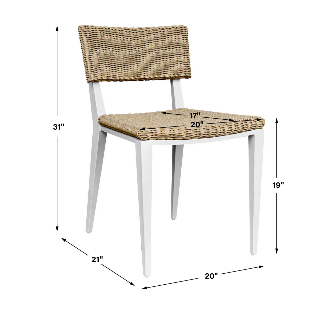 White Aluminum Outdoor Dining Chair by Uttermost Calbas, alternate view 10