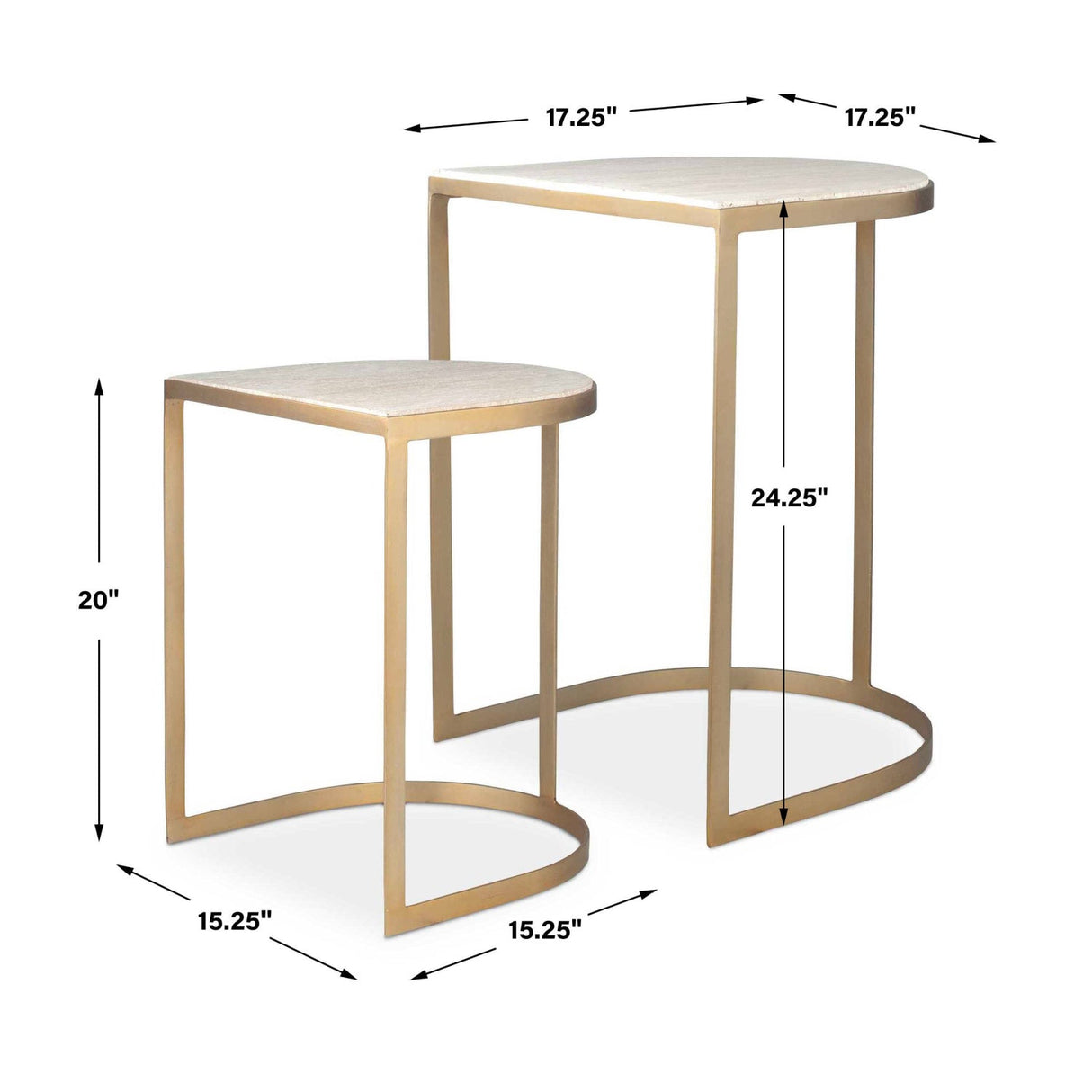 Gold Framed Travertine Nesting Table by Uttermost Lindon, alternate view 10