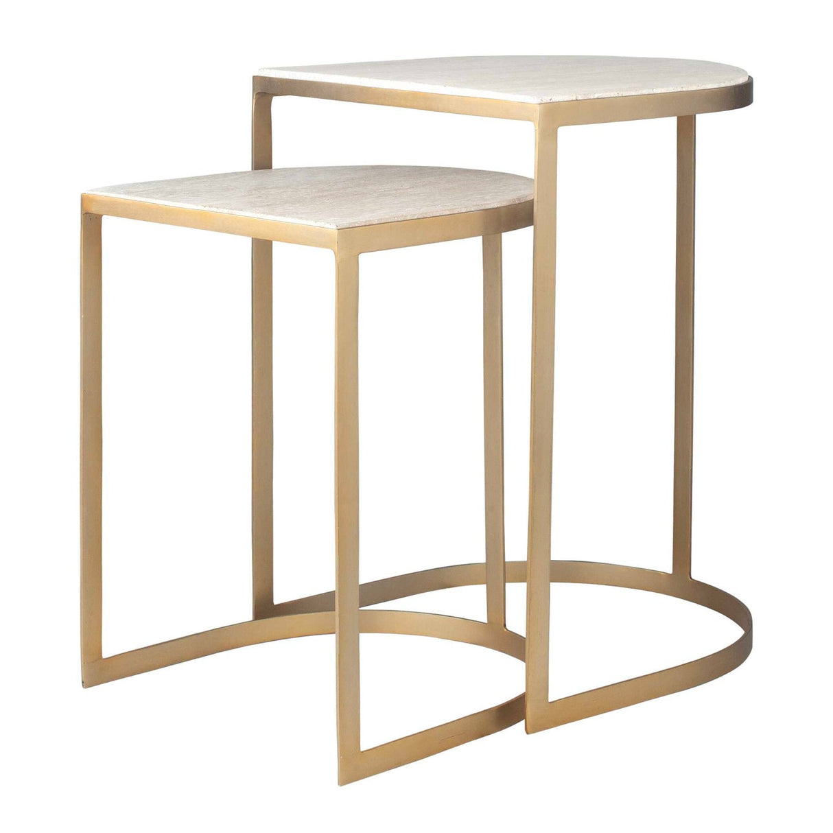 Gold Framed Travertine Nesting Table by Uttermost Lindon, alternate view 3