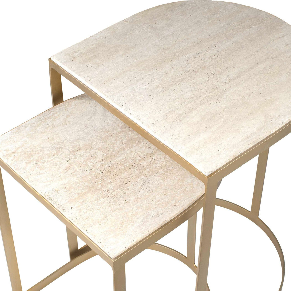 Gold Framed Travertine Nesting Table by Uttermost Lindon, alternate view 7