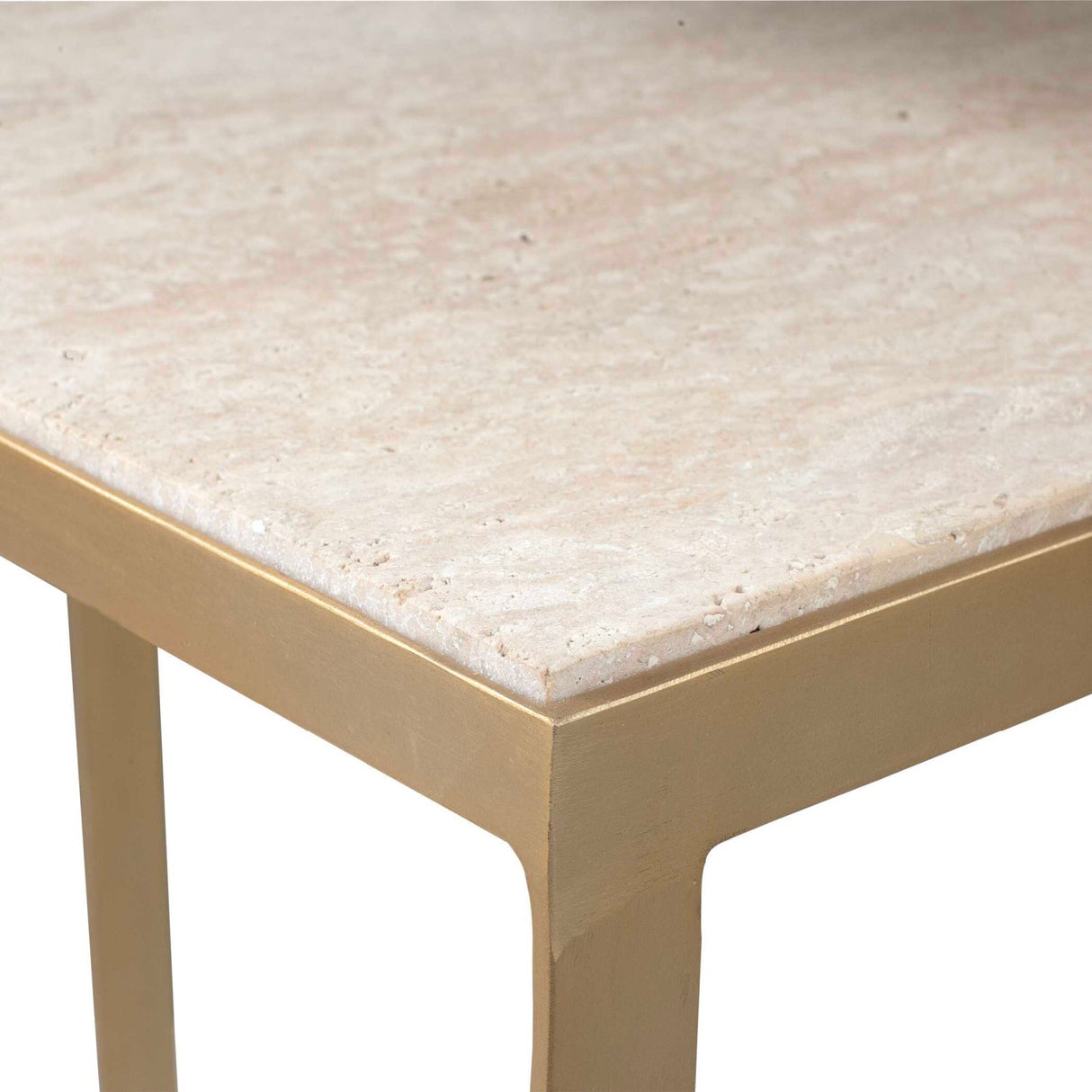 Gold Framed Travertine Nesting Table by Uttermost Lindon, alternate view 8