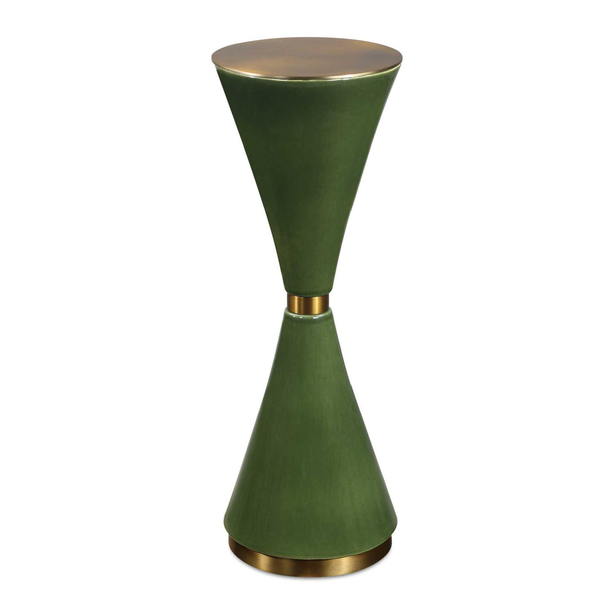 Green Ceramic Hourglass Drink Table by Uttermost Ronde