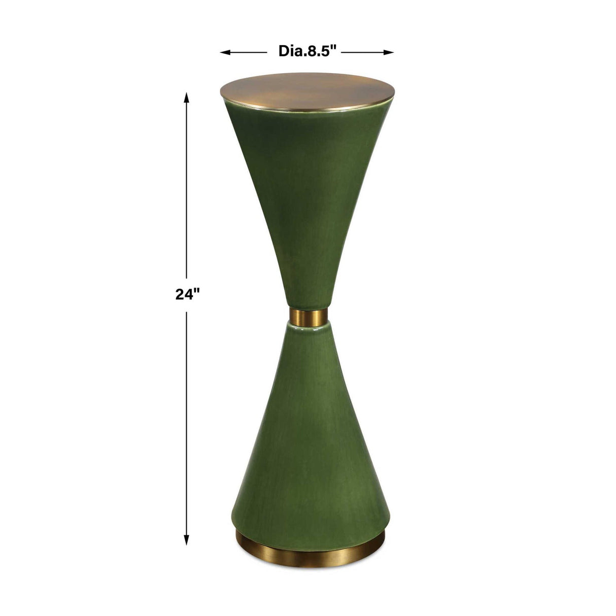 Green Ceramic Hourglass Drink Table by Uttermost Ronde, alternate view 5
