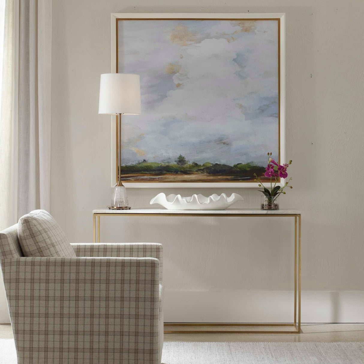 White Marble Minimalist Console Table by Uttermost Redmond, alternate view 6