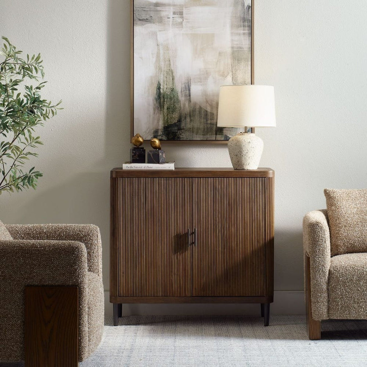 Wooden Tambour 2-Door Cabinet by Uttermost Pinstripe, alternate view 2