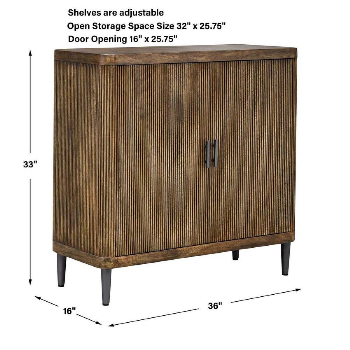 Wooden Tambour 2-Door Cabinet by Uttermost Pinstripe, alternate view 8