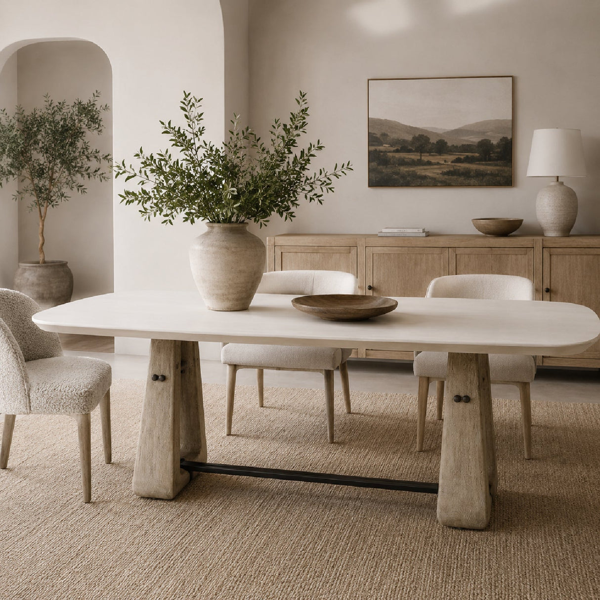 White Rectangular Indoor/Outdoor Dining Table by Uttermost Circa, alternate view 2