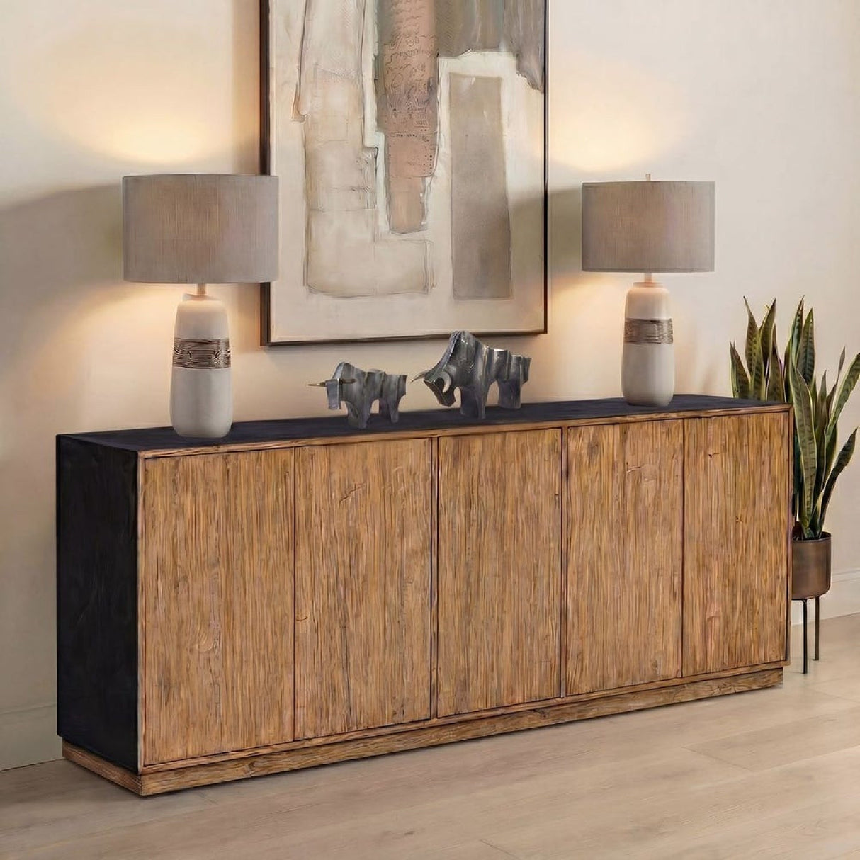Teak Wood 5-Door Cabinet by Uttermost Kelvin, alternate view 2