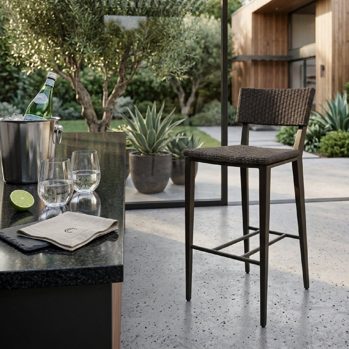 Modern European furniture - Wicker Outdoor Bar Stool - www.oroa.com