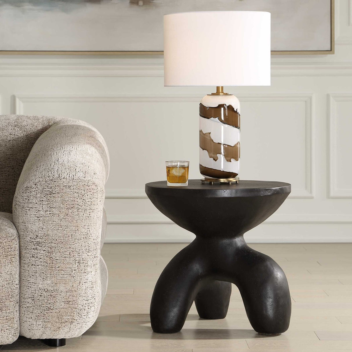 Modern European furniture - Black Stone Indoor/Outdoor Accent Table - www.oroa.com