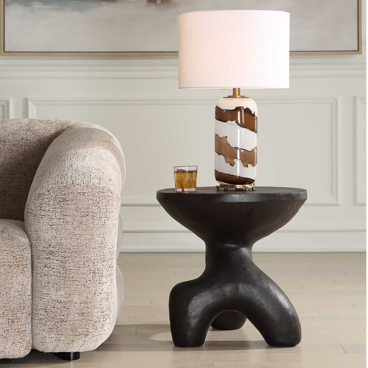 Modern European furniture - Black Stone Indoor/Outdoor Accent Table - www.oroa.com