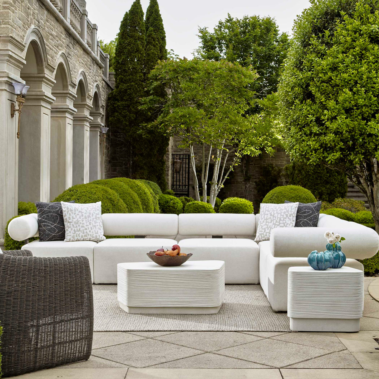 Modern European furniture - White Concrete Indoor/Outdoor Side Table - www.oroa.com