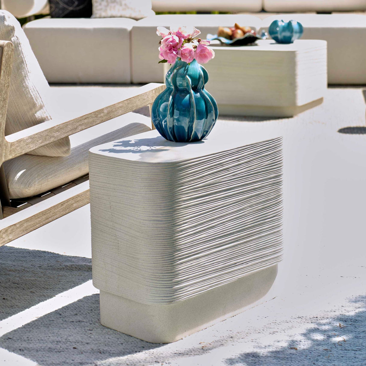 White Concrete Indoor/Outdoor Side Table by Uttermost Saltwater, alternate view 8