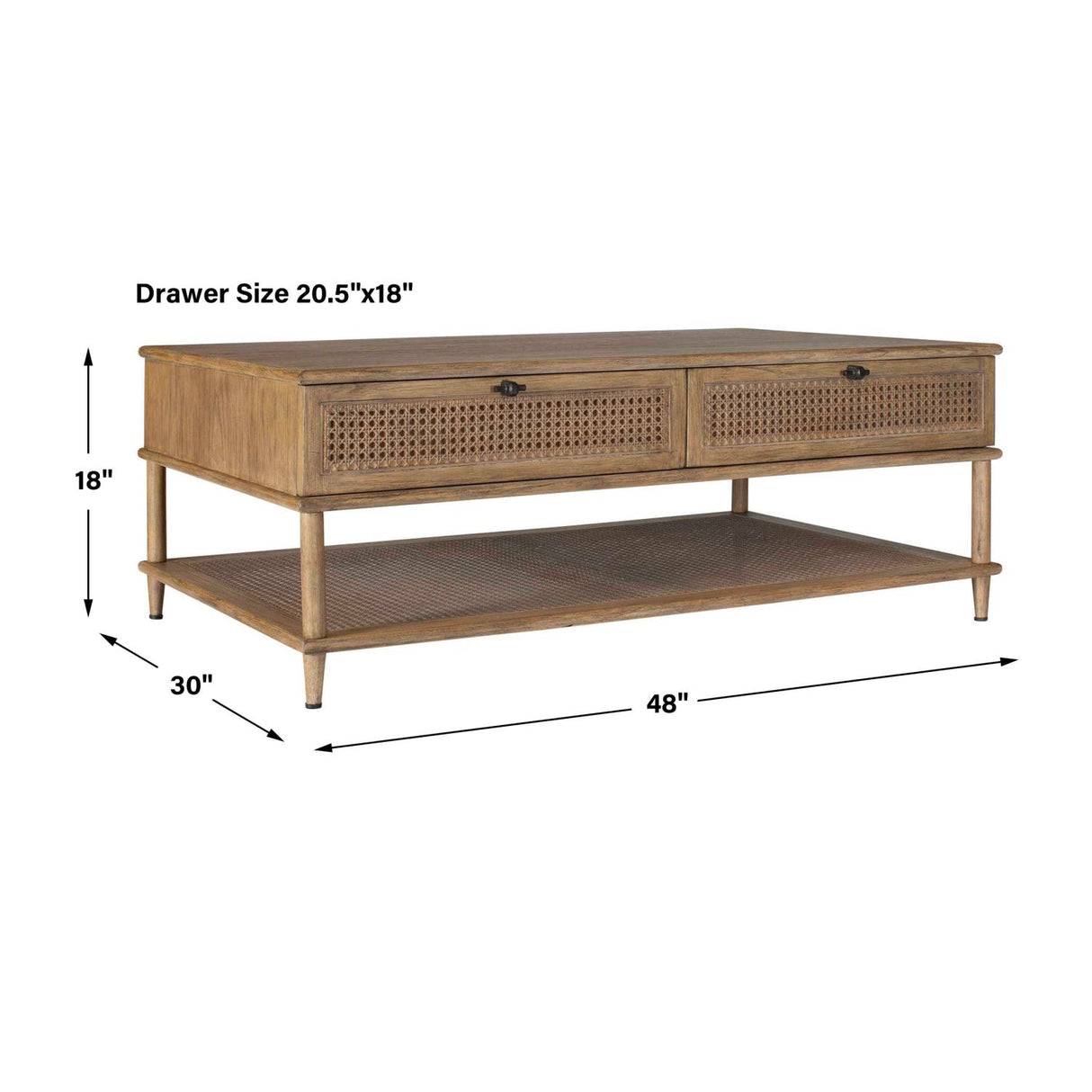 2-Drawer Rattan Cane Coffee Table by Uttermost Coast, alternate view 10