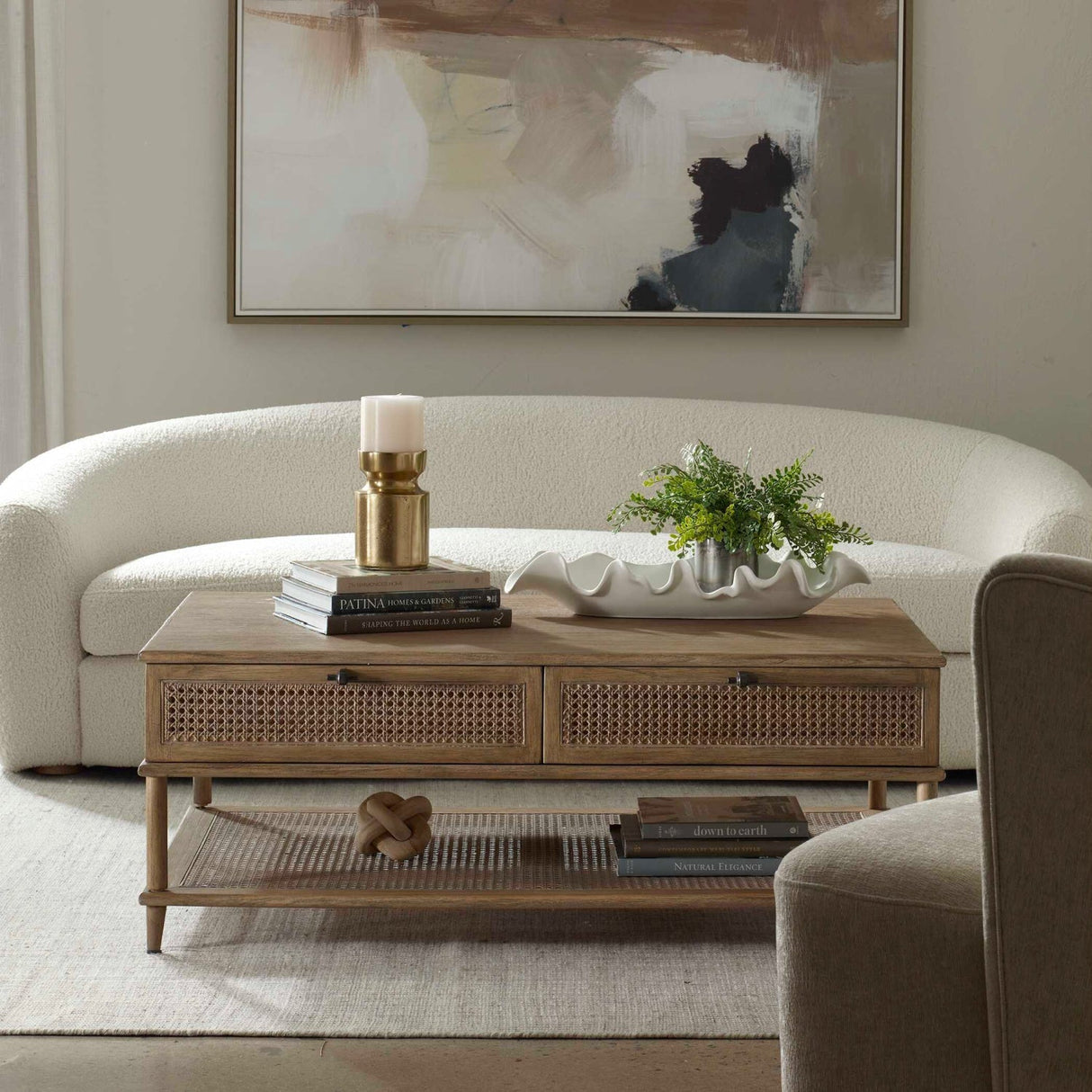 2-Drawer Rattan Cane Coffee Table by Uttermost Coast, alternate view 2