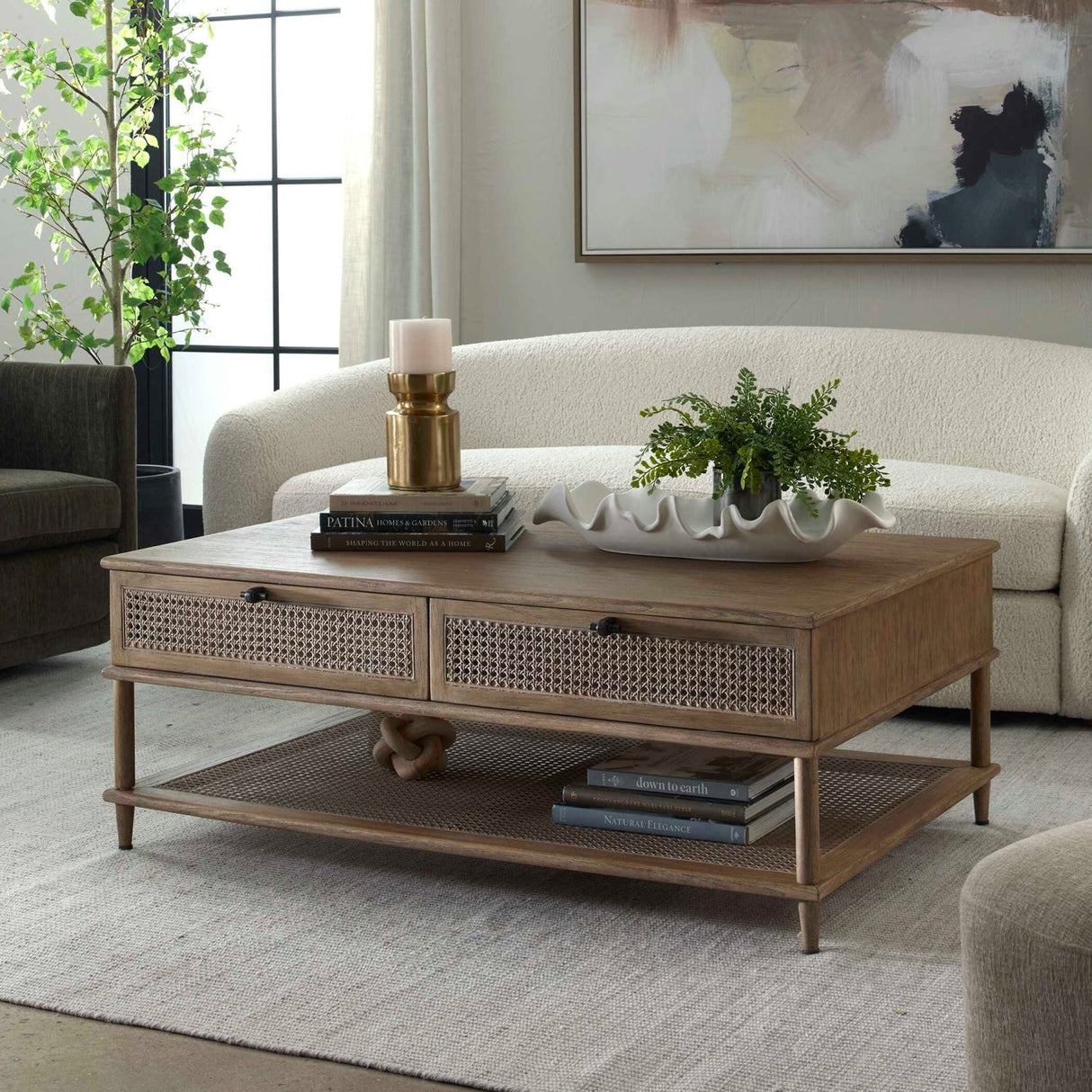 2-Drawer Rattan Cane Coffee Table by Uttermost Coast, alternate view 9
