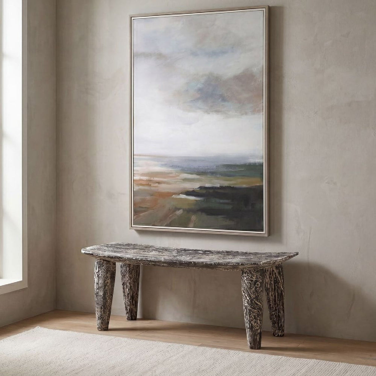 Hand-Carved Suar Wood Bench by Uttermost Fade to Black, alternate view 2