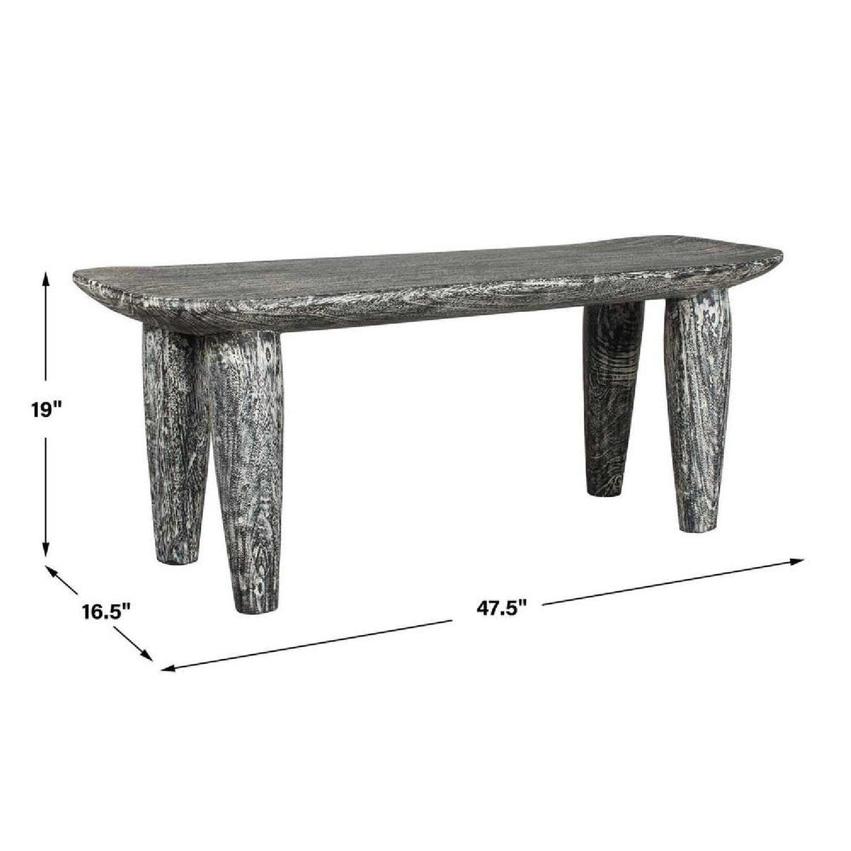 Hand-Carved Suar Wood Bench by Uttermost Fade to Black, alternate view 7