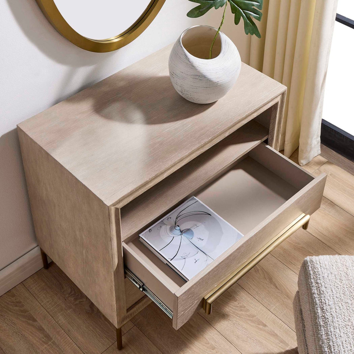 Light Oak 2-Drawer Side Table by Uttermost Alessia, alternate view 9