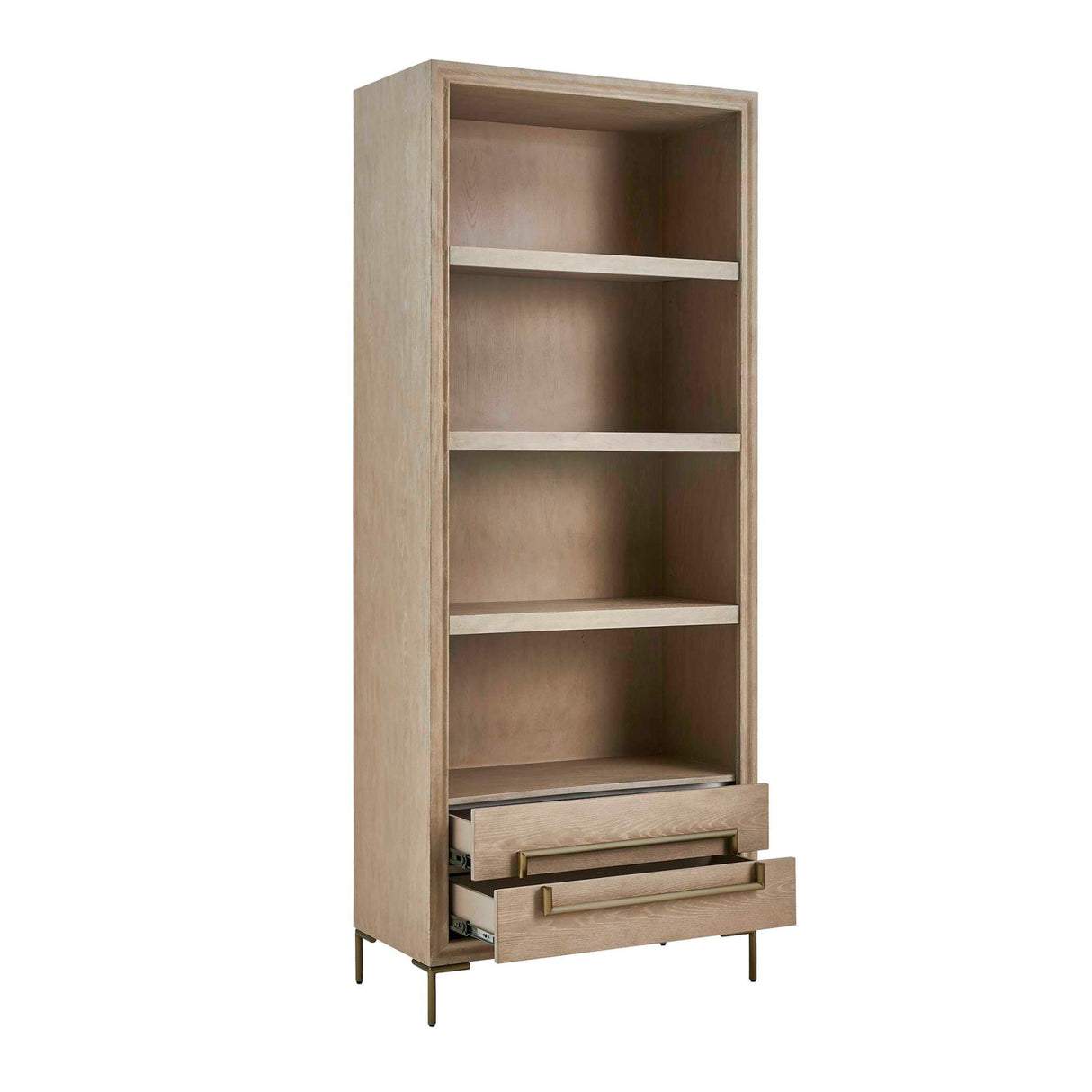 Modern European furniture - Light Oak 2-Drawer Bookshelf - www.oroa.com