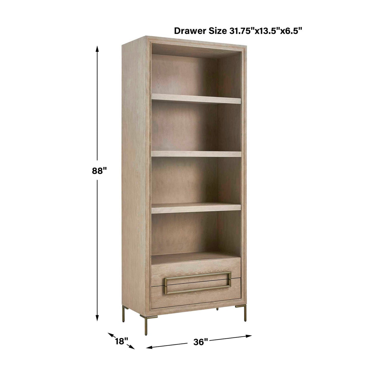 Modern European furniture - Light Oak 2-Drawer Bookshelf - www.oroa.com