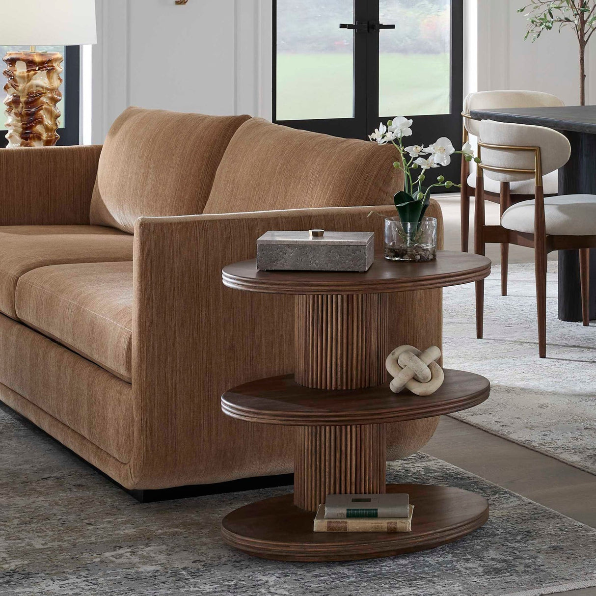 Modern European furniture - Wooden 3-Layered Oval Side Table - www.oroa.com