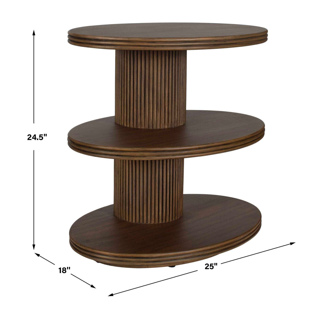 Modern European furniture - Wooden 3-Layered Oval Side Table - www.oroa.com