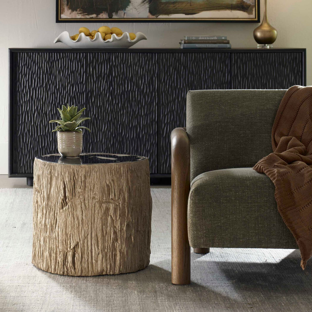 Petrified Wood Indoor/Outdoor Accent Table by Uttermost Arco, alternate view 2