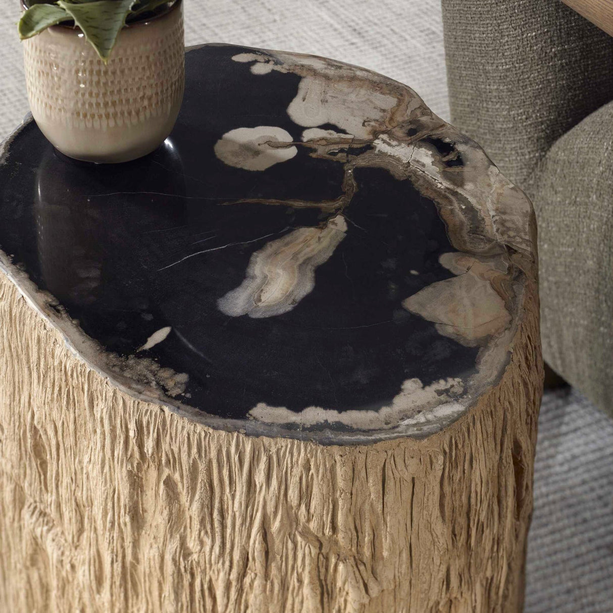 Petrified Wood Indoor/Outdoor Accent Table by Uttermost Arco, alternate view 7